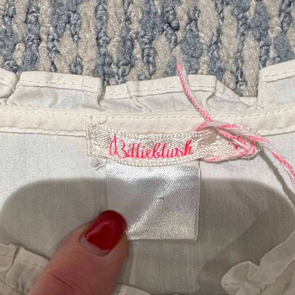 Billieblush Cream Kids Shirt - white blouse with ruffle heart size 6